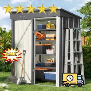 2025 NEW 5&apos; x 3&apos; Outdoor Storage Shed Clearance, Metal Outdoor Storage Cabinet with Single Lockable Door, Waterproof Tool Shed
