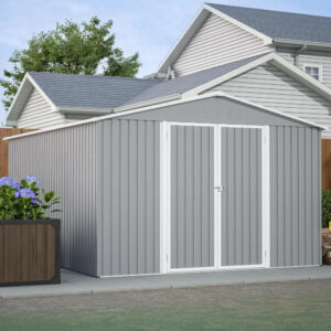 Metal Shed10x12 ft Outdoor Storage Shed,Metal Steel Utility Tool Shed Storage House with Double Lockable Doors and Air Vent