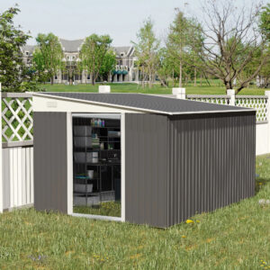 11&apos; X 9&apos; Metal Outdoor Storage Shed with Lockable Doors, Gray