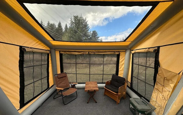 Inflatable camping canvas cotton dome wall tent Oxford cloth house 4-8 people