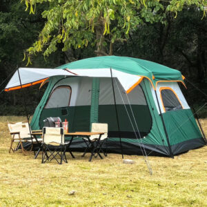 Outdoor Carbin Tent Camping Family Tent Two-bedroom and One-living Room Double-layer Large Tent For 4-6 people Rain-proof