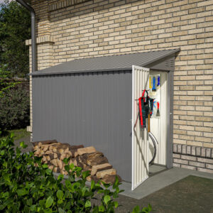LZBEITEM 4&apos; x 8&apos; Metal Wall Side Storage Sheds & Outdoor Storage, Garden Storage Cabinet for Backayrd,Grey