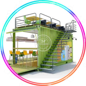 20ft 40ft Prefab Container Coffee Bar House With Stairs and Balcony Luxury Coffee Shop Container Cafe Bar