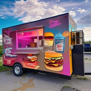 Street Catering Trailer Mobile Kitchen Fully Equipped Hot Dog Cart Snack Ice Cream Fast Food Truck Trailer