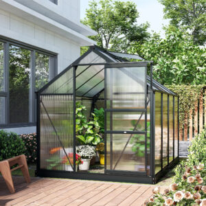6&apos; X 8&apos; X 7 Greenhouse Aluminum Frame Walk-In Outdoor Plant Garden Polycarbonate