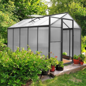 6&apos; x 10&apos; Greenhouse, Polycarbonate Green House with Adjustable Vent, Aluminum Frame, Rivet Structure, Greenhouses for Outdoors