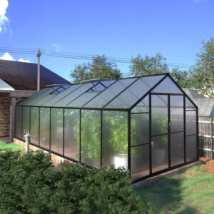 8'x16' Polycarbonate Greenhouse Kit with Sliding Lockable Door for Outdoor, Walk-in Backyard Green House with Aluminum Frame