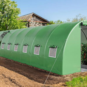 44x10x7ft Greenhouse Extra Large Heavy Duty 4 Zipper Doors Outdoor Greenhouses 24 Windows Walk in Tunnel Green House Plant