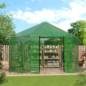 Greenhouses for Outdoors, Heavy-Duty Green House for Outside, Walk in Winter Greenhouse with 180g Double Layer PE Cover, Grou