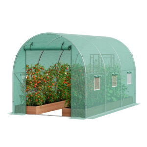 VEVOR Walk-in Tunnel Greenhouse Hoop House Greenhouse Tunnel Plant Hot House with Steel Frame Green PE Cover Roll-up Zipper Door