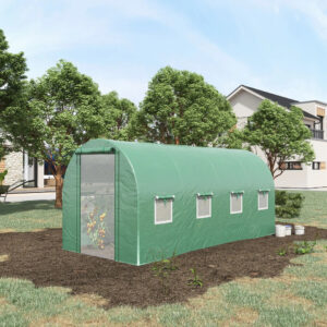 Extra Large 15&apos; X 7&apos; Greenhouse, Hoop Hot House, Zipper Door, Windows, Green