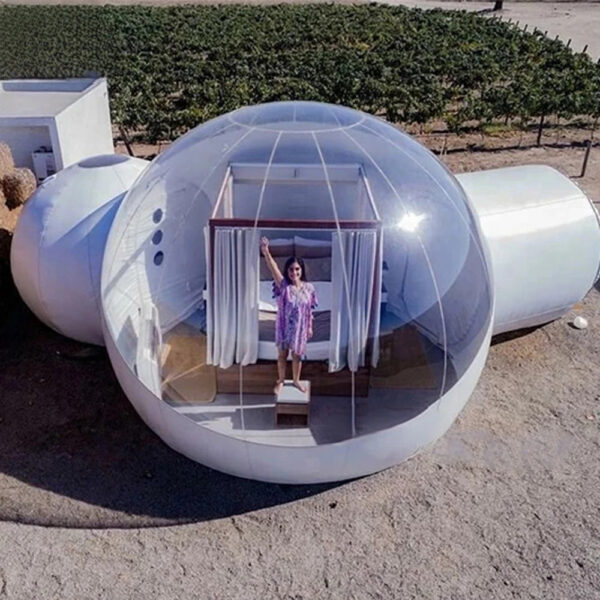 With InflatableCampaign Dome Bubble Tent Big Clear Top Outdoor House Bedroom And Toilet For Camping Transparent Hotel Glamping